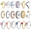 New S925 Silver Red Rose Bow Simple Love Ring Card Snowflake Series Ice Linghua Gold Bee Flower Ring Jewelry