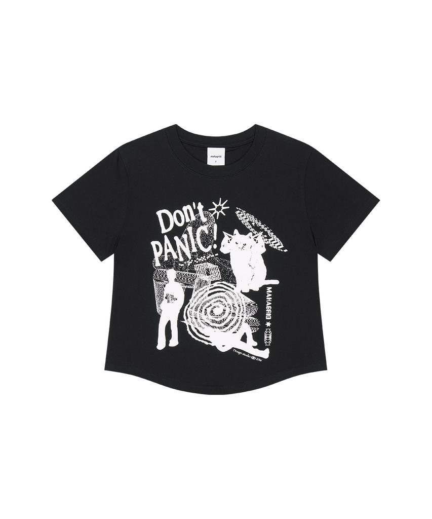 MAHAGRID Don’T Panic Round Crop Tee Black(Mg2Gmft538A)