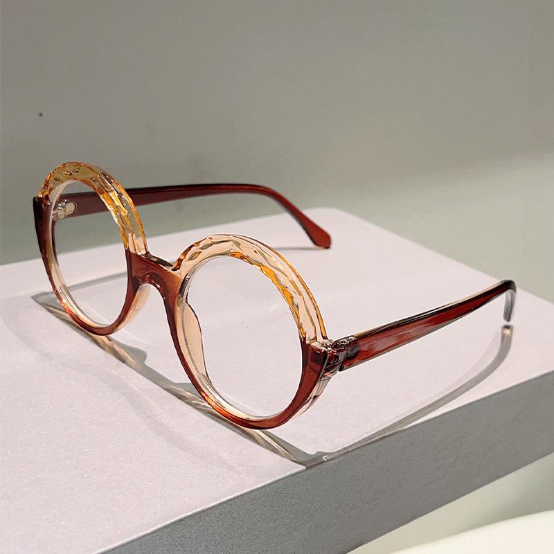 Oversized Round Glasses Women  New Patchwork Blue Light Blocking Optical Frames Trendy Brand Design Decor Eyeglasses