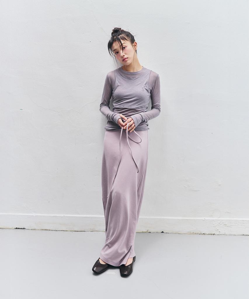Hendeonsi Soft Flow Long Skirt (Dusty Rose)