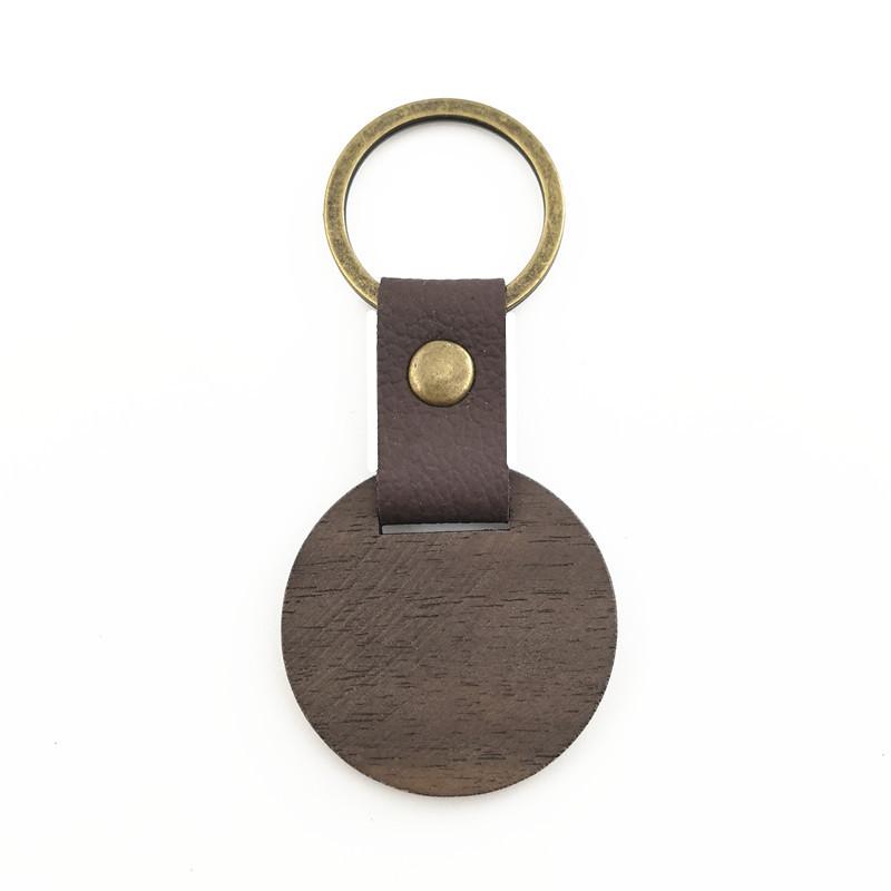 Blank Wooden Keychain Engraved Pattern Key Rings Painting Craft Key Chain Keyring Decoration