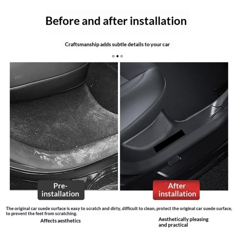 For Tesla Model Y Juniper Car Door Sill Protector Front Rear Door Sill Scuff Plate Guard Easy To Clean PP Material Accessories Interior Mirrors 6