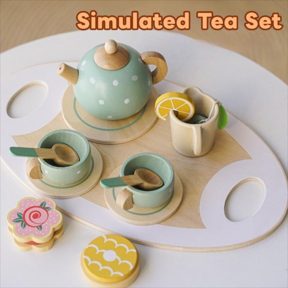 Food Learning Wooden Afternoon Tea Toy Role Play Game Pretend Play Kitchen Toys Set  for Friend