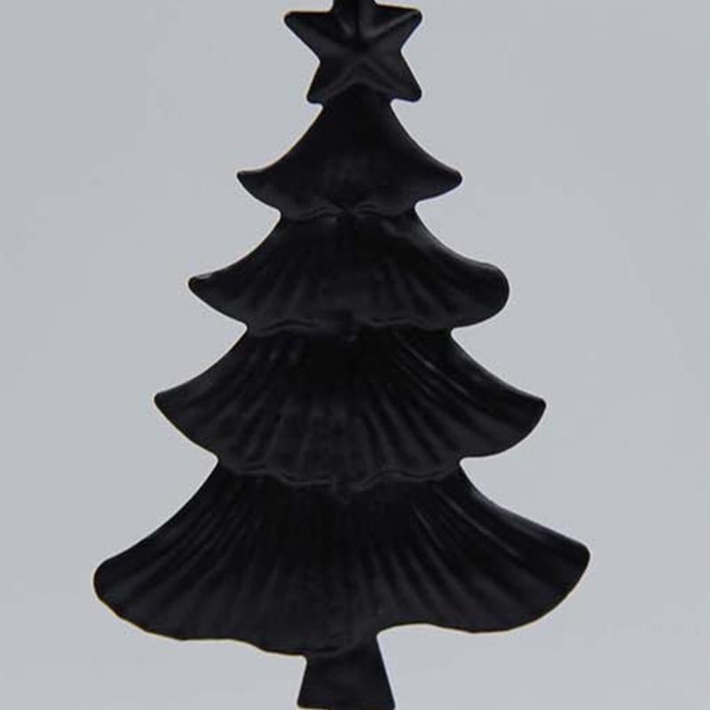 Black Pillar Candle Holder High Footed Metal Christmas Tree Shape Candlestick for Holiday Table Centerpieces Decoration