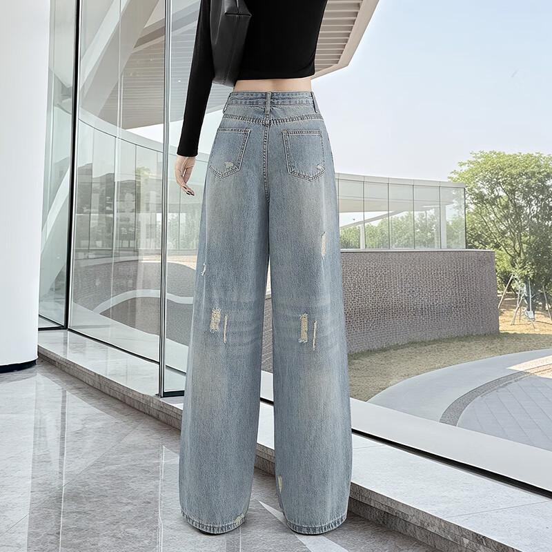 SheChi Women's Lyocell High-Waist Wide-Leg Jeans