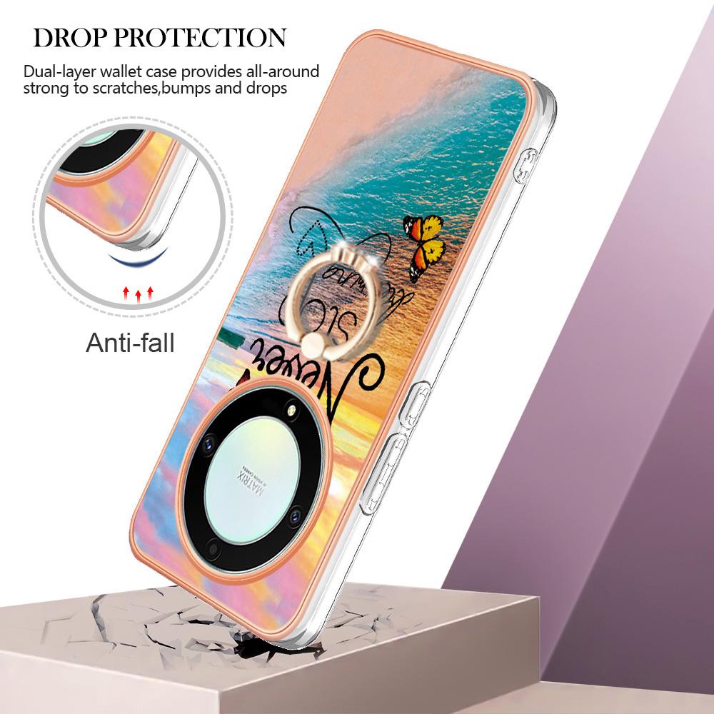 

For Honor X9a 5G/Magic5 Lite 5G Case with Ring Kickstand IMD Marble Pattern TPU Back Cover Never Stop Dreaming