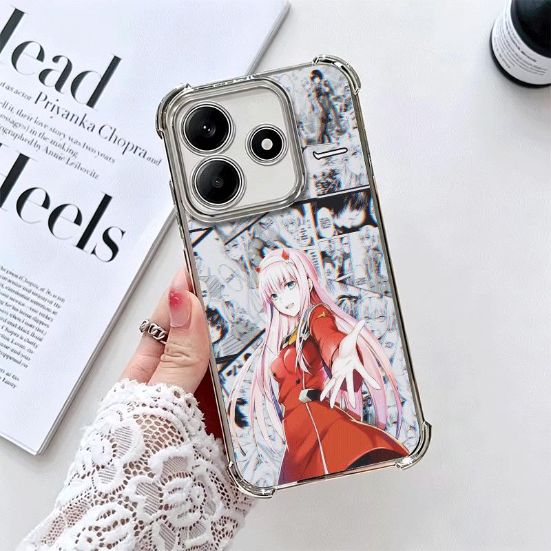 Darling Zero Two 02 Anime Plating Phone Case For Xiaomi Redmi Note 14 15 Pro Plus 13 12 11 11S 11T 10 9S 9 5G Anti-Fall Airabag