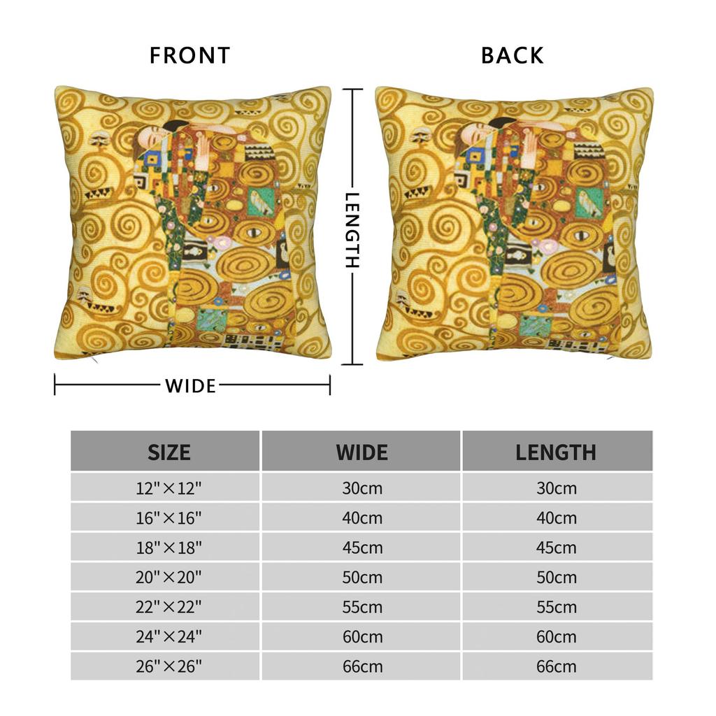 Gustav Klimt Square Pillow Case Tree Of Life Freyas Art Cushion Cover Funny Polyester Decor Pillowcase for Car 40x40cm