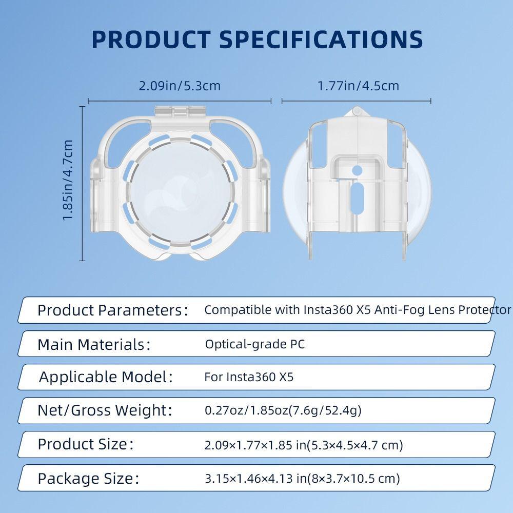Anti-fog Lens Guard Transparent Quick-release Lens Cover Optical-grade PC Protective Cap for Insta360 X5