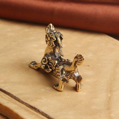 Mässing kinesiska antika odjuret Pixiu Heminredning Lucky Animal Figurines Staty