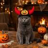 Cat And Dog Costume Hat Halloween Bat Pet Hat, Red Horn Pumpkin Funny Adjustable Wings Felt for Cats Small Medium Dogs Party Accessory