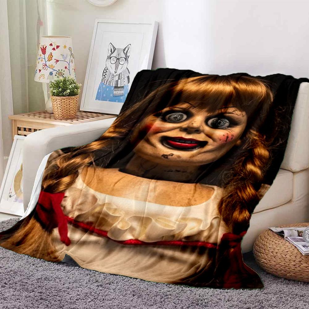 1pc Horror Doll Blanket Lightweight Flannel Blanket Throw Blanket For Sofa, Bed, Travel, Camping, Livingroom, Office, Couch
