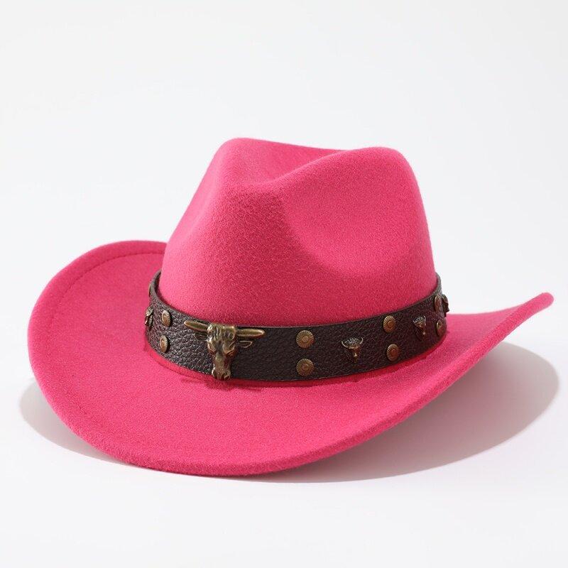 Overseas upturned top hat Western cowboy hat Tibetan felt hat Cow head grassland plateau ethnic style outdoor hat men