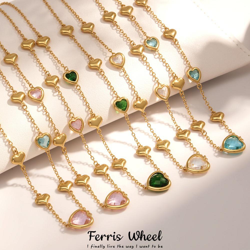 Qiong Yao 18k Gold-Plated Faceted Glass Stone Heart Necklace