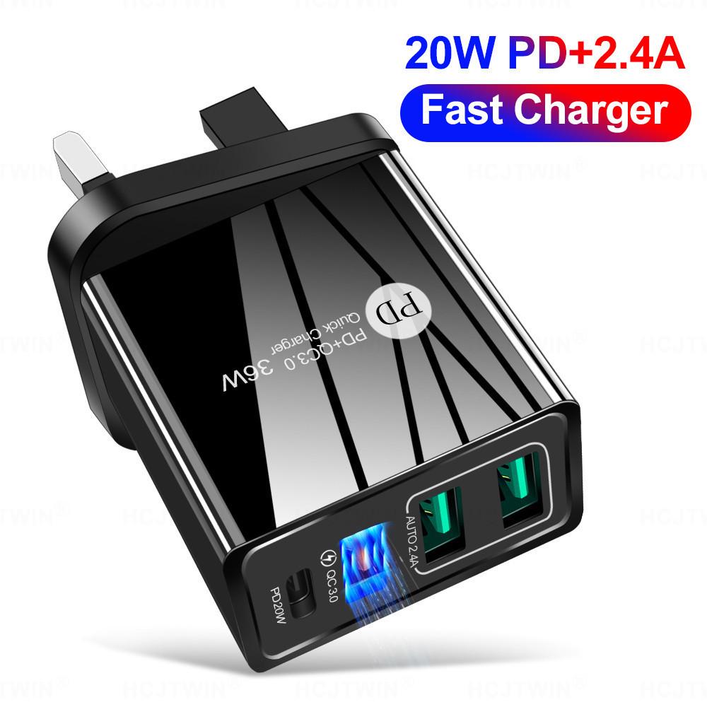 

4A Universal Mobile Charger: 20W PD + 2.4A, 3-USB Multi-Port Adapter 1 Yuan Extra Large Paper Box [No Product]