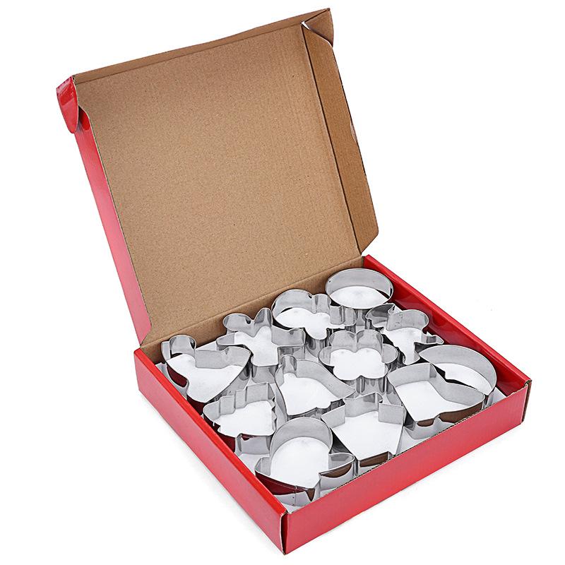24-Piece Stainless Steel Christmas Cookie Cutters: Tree, Gingerbread Man, Snowflake, Mill