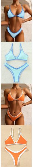 New Multi-Color Patchwork Two-Piece Bikini Set - European & American Style Women's Sexy Swimsuit