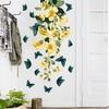 Creative Floral Vine and Butterfly Wall Sticker Self-Adhesive Removable for Bedroom Living Room Study Home Decor