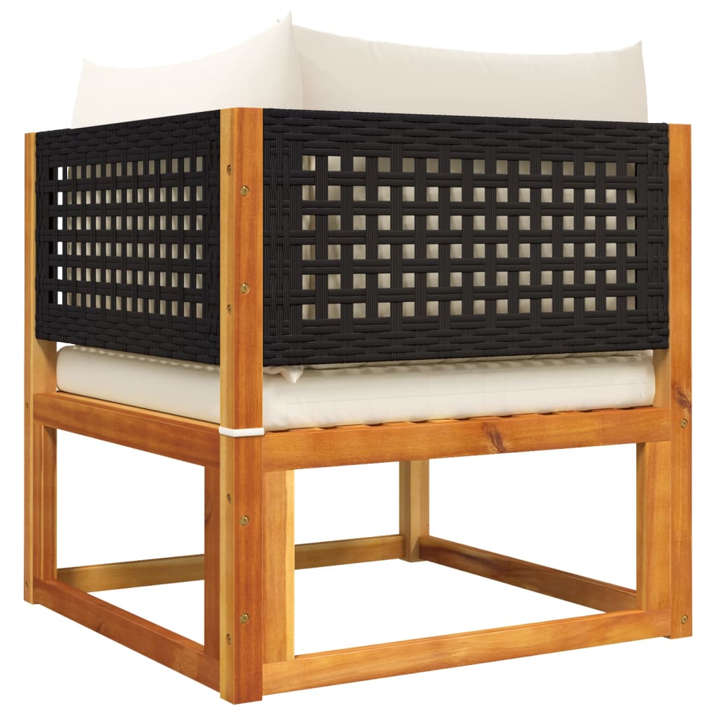 Corner Garden Sofa Set with Cushions 2 pcs Acacia Wood & Rattan