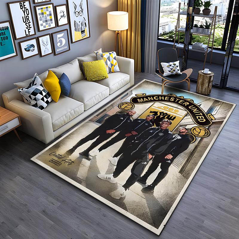 Sports Area Rug, Football Star Art Print, Fan Decor, Non-Slip Mat