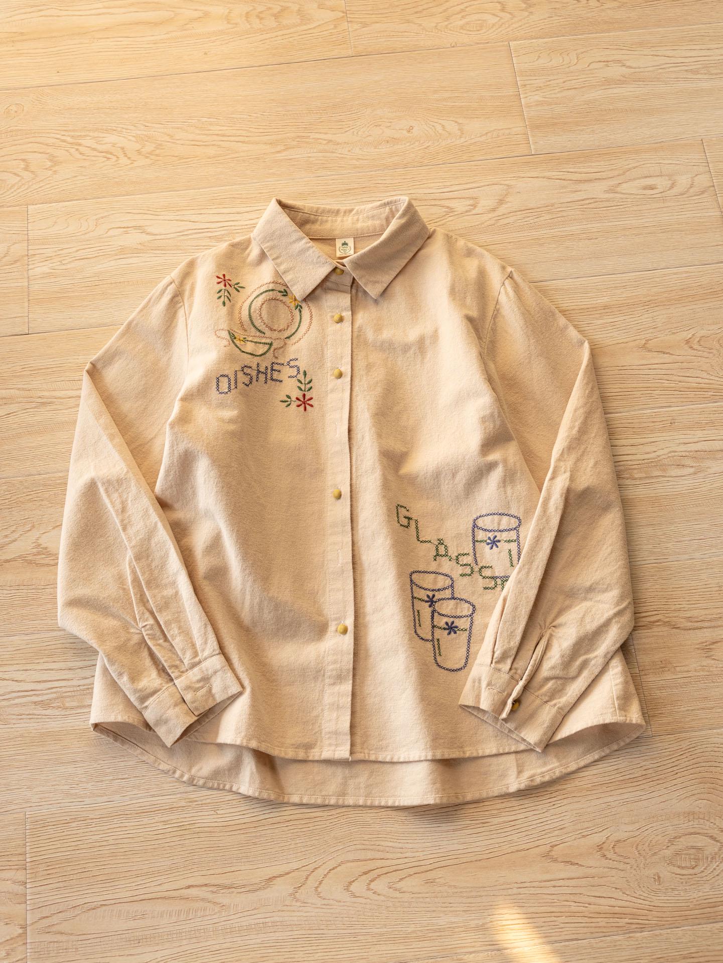 

Japanese Mori Girl Embroidered Long-Sleeve Shirt for Women - New Autumn/Winter 2025 One Size бежевый