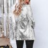 Women's Sequin Jacket Shiny Open Front Blazer Jacket Evening Party Sparkly Long Sleeve Cardigan Coat with Pockets