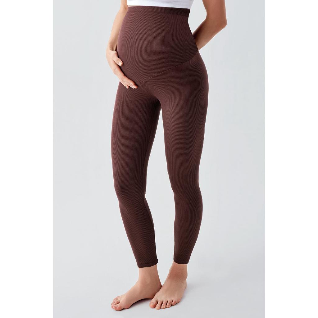 Ribbed Adjustable High Waist Flexible Maternity Tights F03