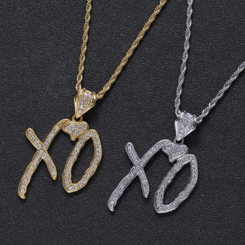 

Изысканный модный хип-хоп рок ice out letter xo кубический цирконий подвесное ожерелье для мужчин крутые рок-украшения для вечеринок