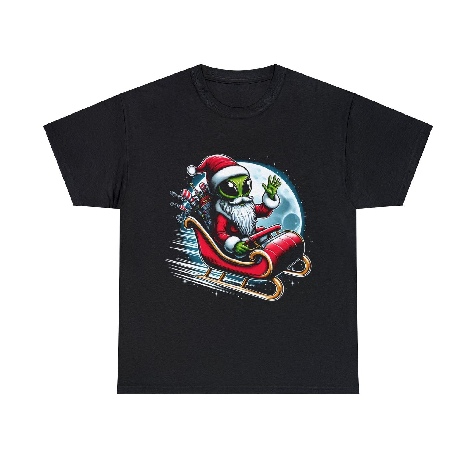 Deep Space Santa Alien Graphic Tee Shirt, S-5XL S