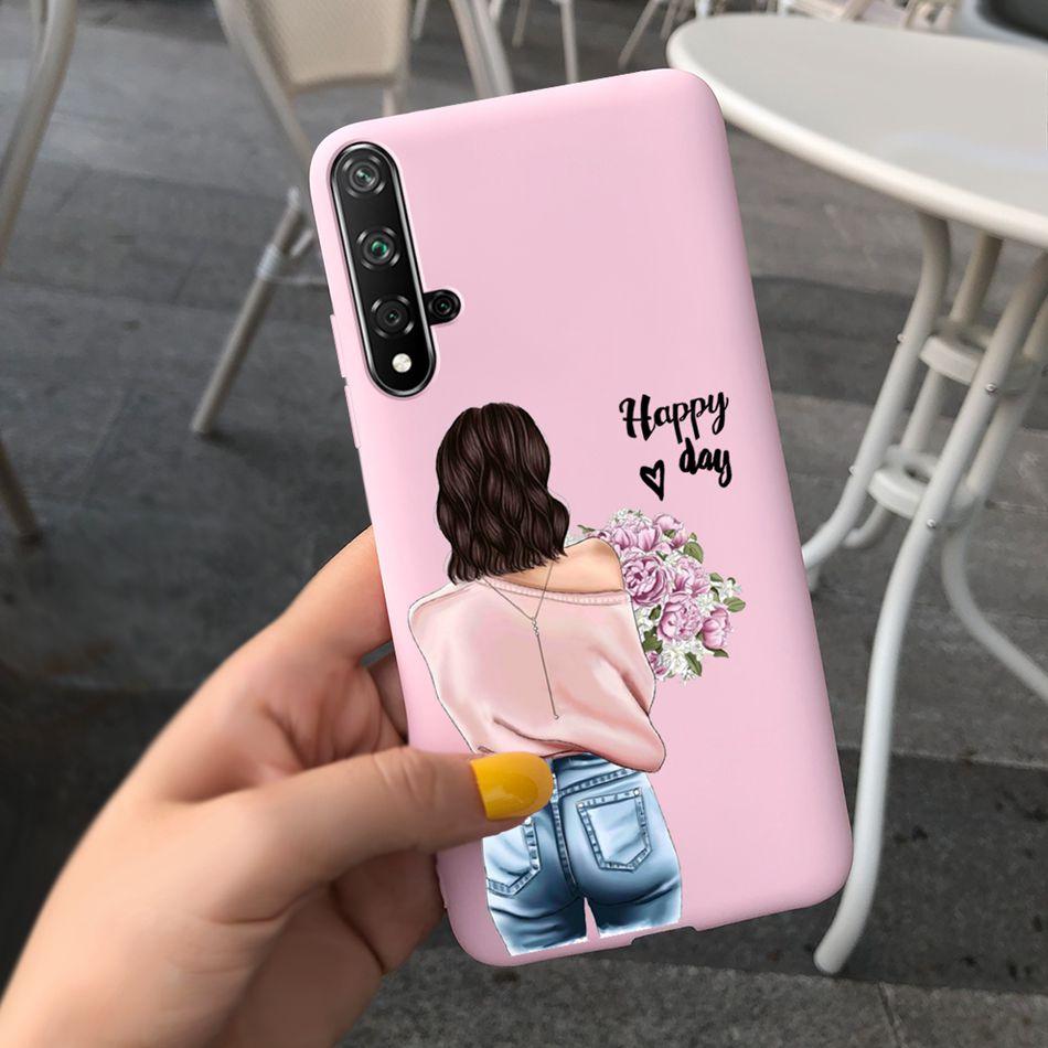For Huawei Nova 5T Case Beautiful Girl Flower Phone Case For Huawei Nova5T YAL-L21 Soft Silicone Shockproof Back Cover Bumper