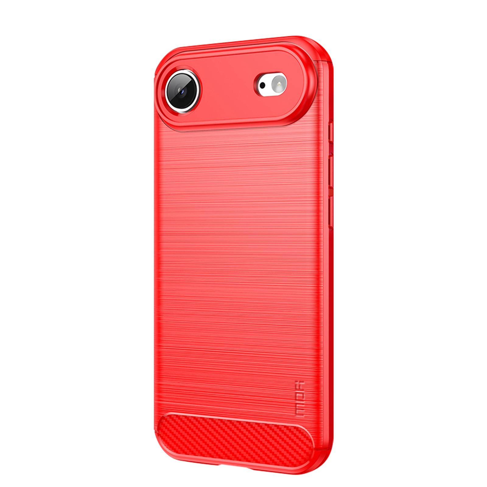 

Для iPhone 17 Air Задняя крышка MOFI Текстура шлифованного карбонового волокна Мягкий чехол из ТПУ Red