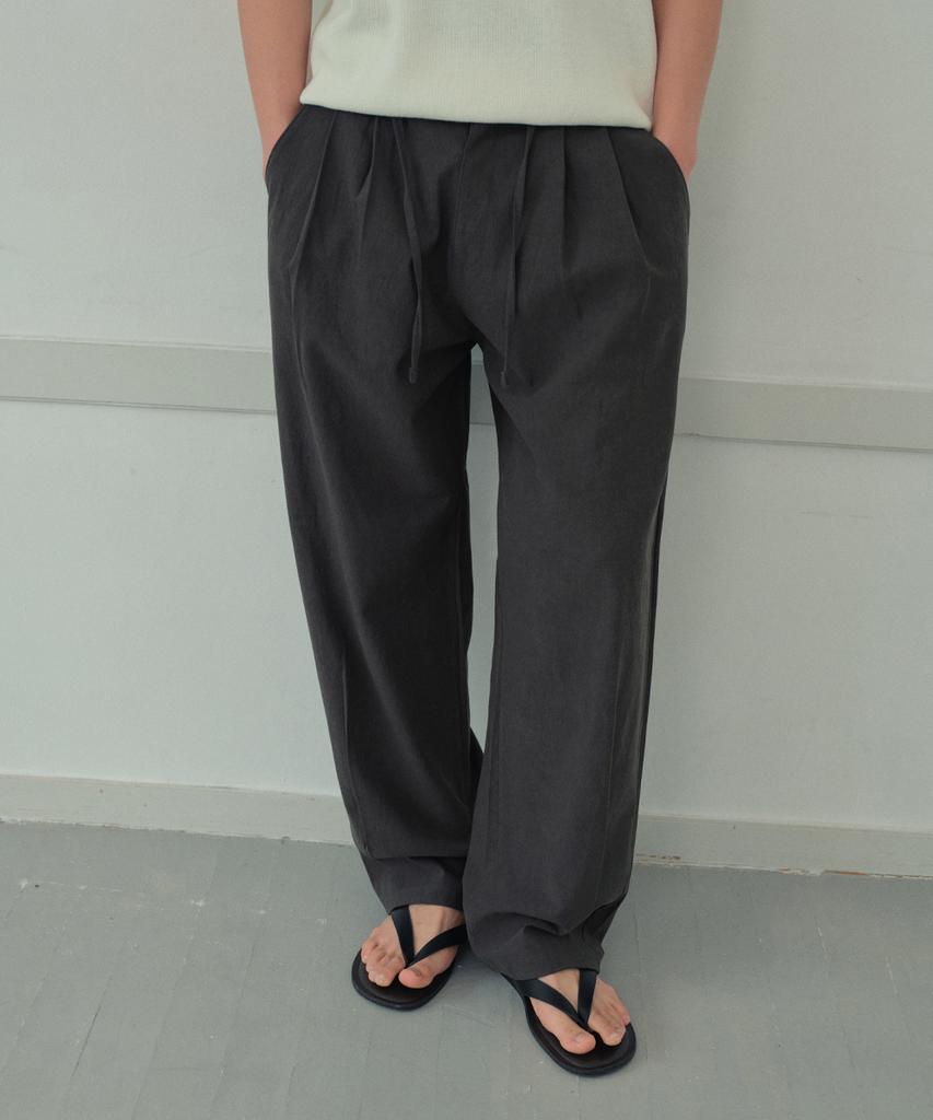Wednesday Oasis Semi-Curved Twill Double-Pleat Pants_Charcoal(Wb6Pt12)