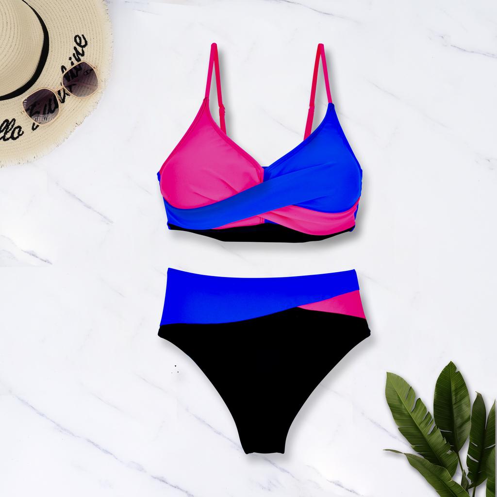 Nuevo Bikini de Una Pieza para Mujer Ropa de Baño Deportiva Espalda Descubierta Estampado Traje de Baño Patchwork Ropa de Playa
