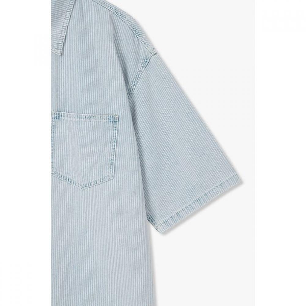 Studio Tomboy Stripe Denim Short Sleeve Shirt 91m6221224 