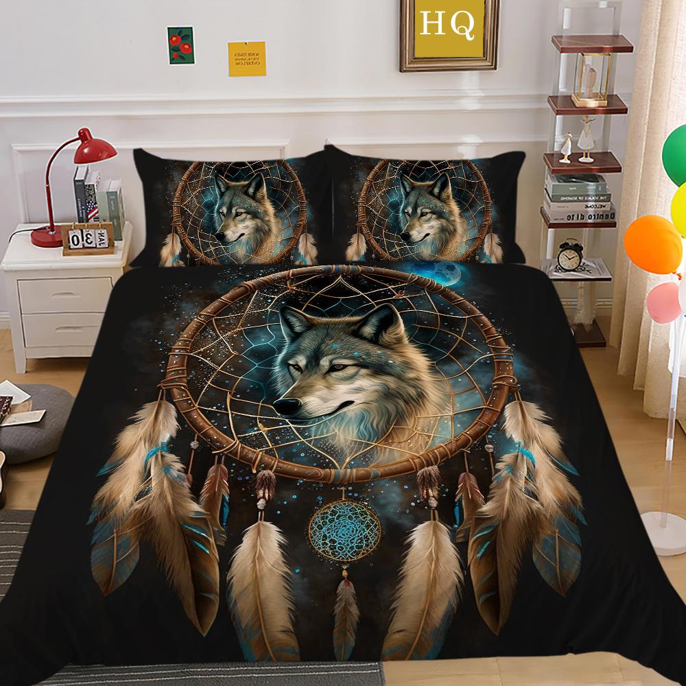 Bettbezüge, Wolf-Druck, Mikrofaser, Einzelbett-Bettwäsche-Set, Bezug für Kinder, weich, hochwertige Heimbettwäsche