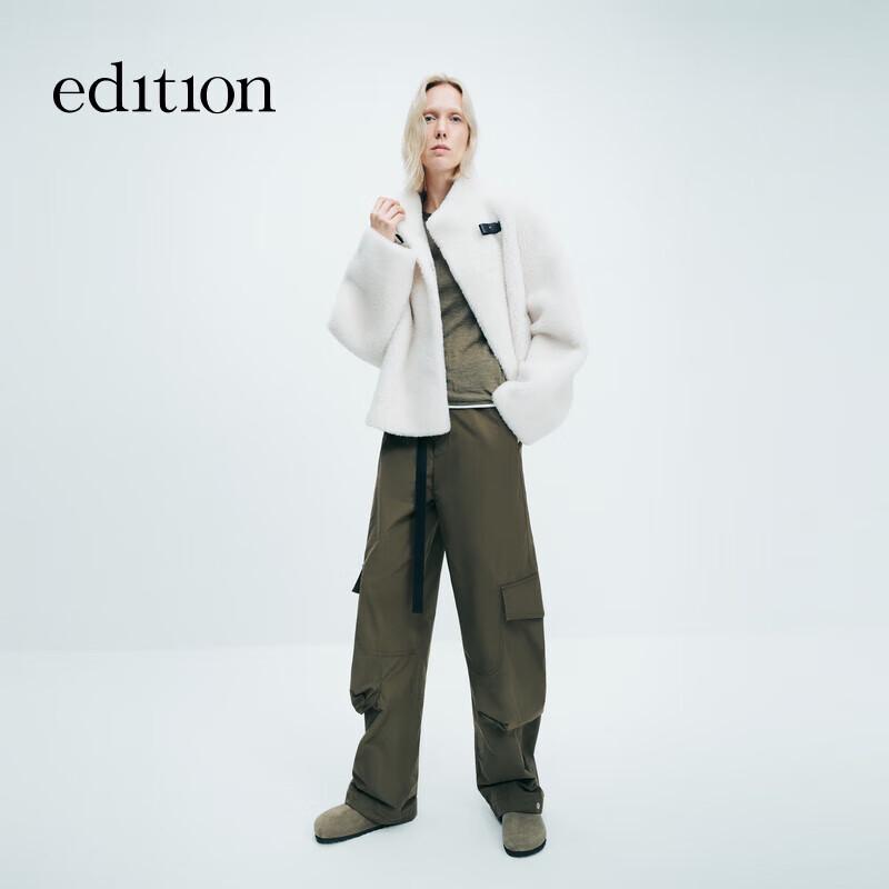 

editionE+ Women s Camel Fleece Stand-Collar Short Coat M (165)