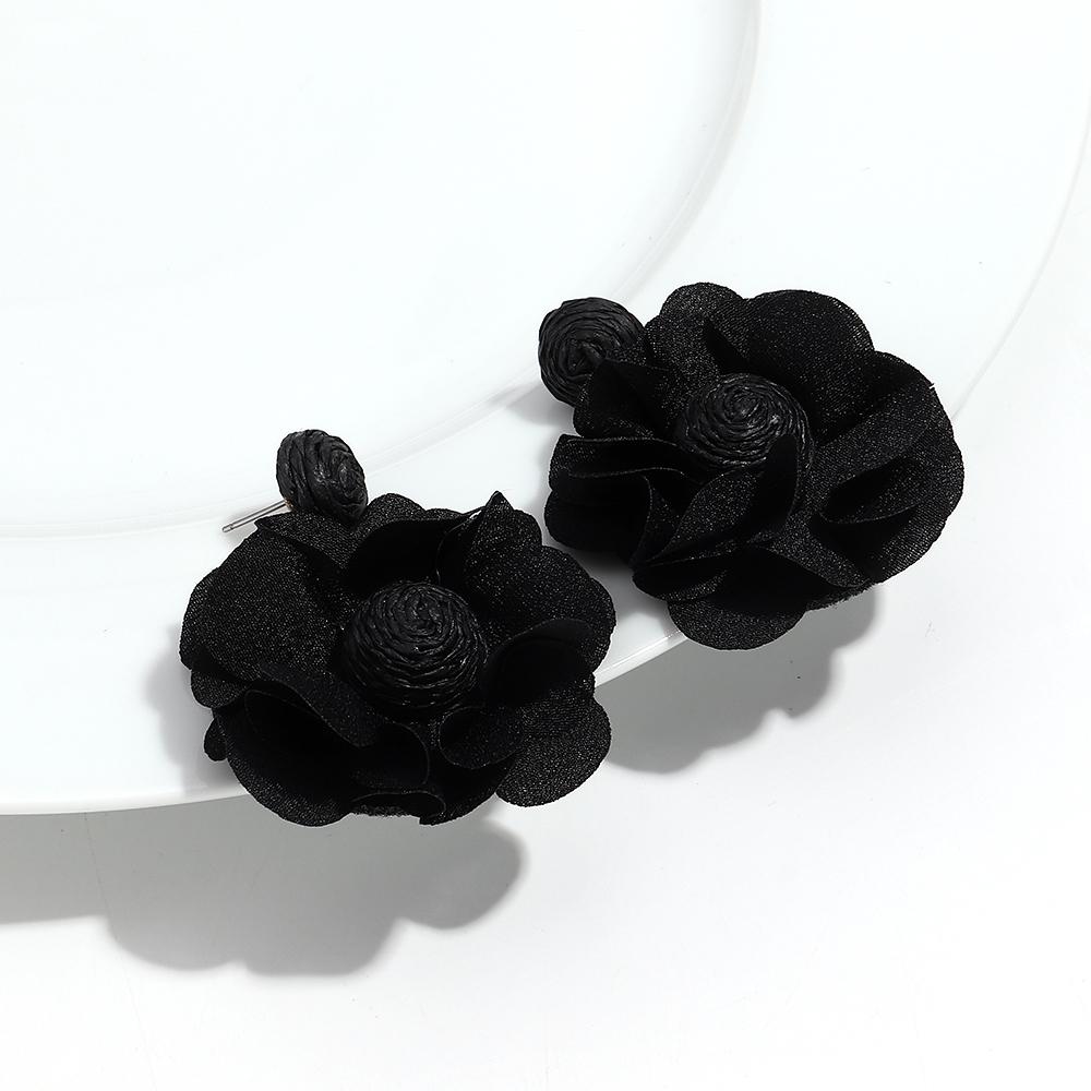 

New Korea Simulation Flower Fabric Earring for Women Creative Lafite Chiffon Long Drop Earrings Valentine s Day Jewelry Gifts чёрный