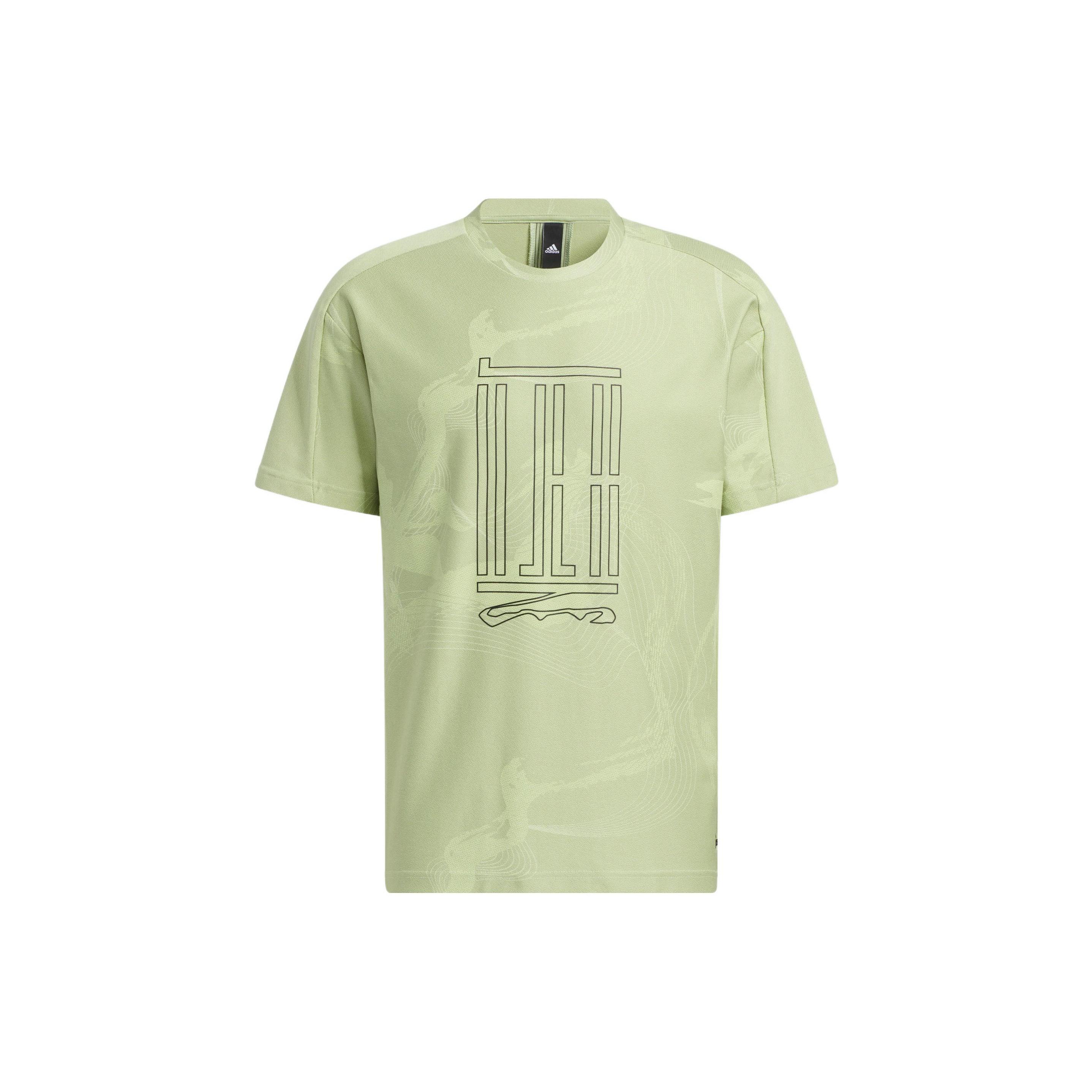 adidas WJ AOP TEE Sports Short Sleeve Orange Green Men s HE5147 XS