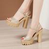13cm Small Size 32-43 Block High Heels Sandals Summer Wedding Shoes 2025 Thick Platform Sandals Women Soft Leather Sandal Silver