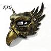 Einzigartige geflügelte Maske Halloween Adler Halbgesichtsmaske, Vintage Gold Dekorativ Party Maskenball Gothic Cosplay Requisiten Goldener Vogel
