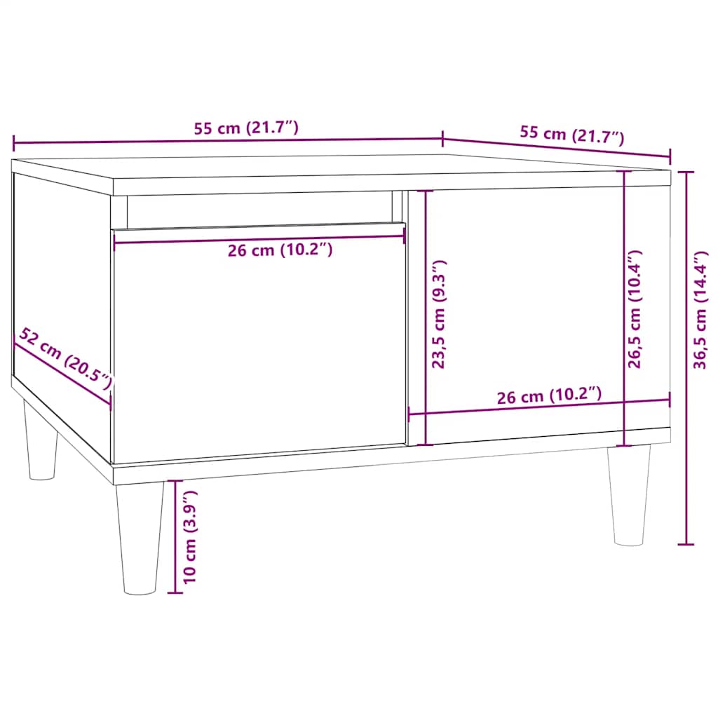 Coffee Table Black 55x55x36.5 Cm Particleboard