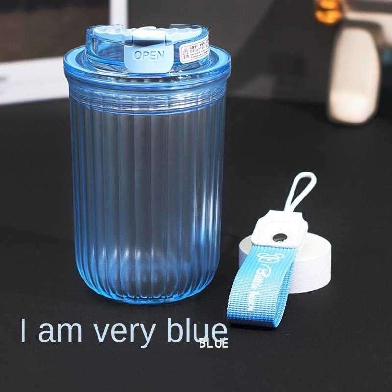 Frosted Coffee Cup 480ml Office Gift Cup Outdoor Portable Handy Cup Double Drink Plastic Water Cup with Rope Handle