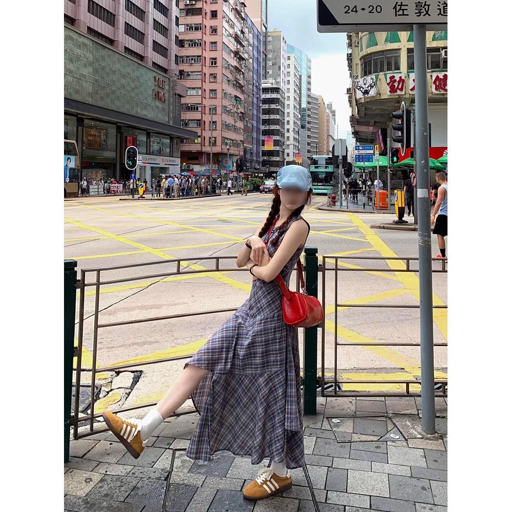 

Клетчатое платье-жилет без рукавов, детское летнее новое, в зарубежном стиле, для маленького мужчины, с высоким чувством, нерегулярное длинное платье XL- (recommended 110-60kg)