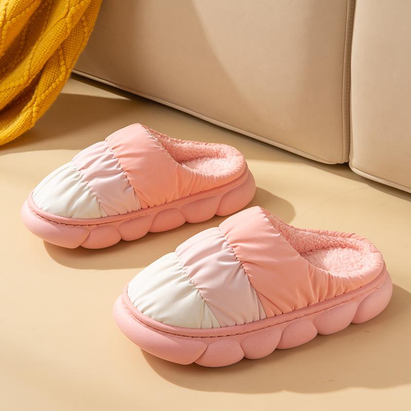 2025 Cixi Cotton Slippers Wholesale Waterproof Indoor Down Warm Plush Thick Bottom Cotton Drag Winter
