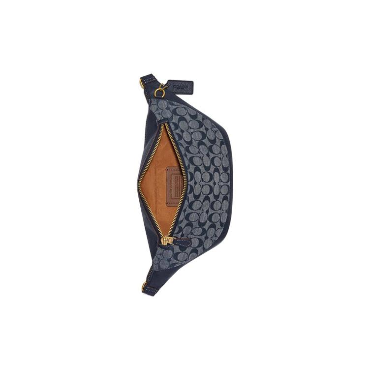 COACH Warren Cow Leather With Textile Shoulder Bag, Fanny Pack Large Men's Denim CG994-B4DE