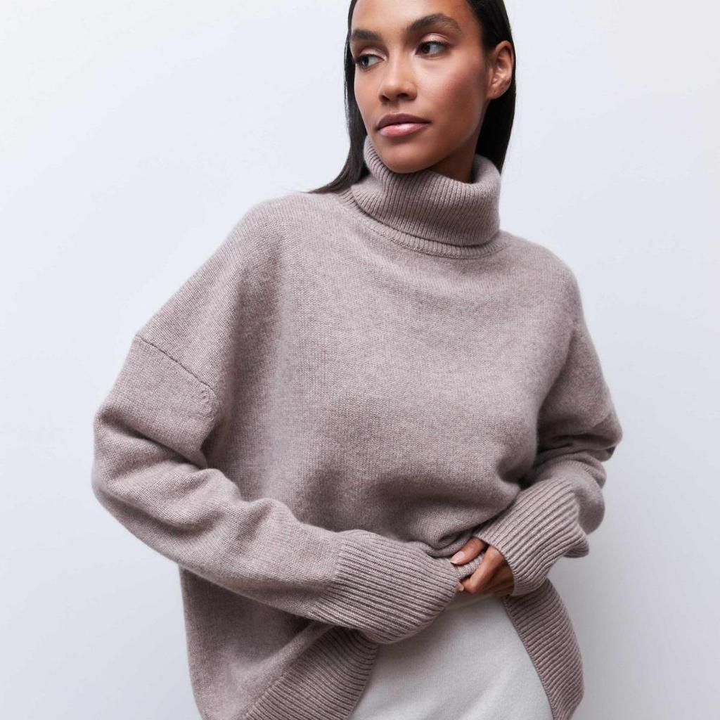 Ladies' Two-Lapel Loose Fit Sweater, High Collar, European Size, Anti-Pilling for Autumn and Winter