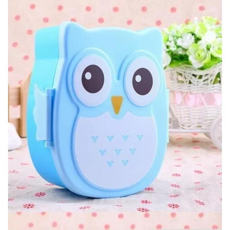 Domowy Podróżny Przenośny Sowa Lunchbox Plastikowy Dziecięcy Lunchbox Pojemnik na Jedzenie Karton Zastawa Stołowa Bento Box Akcesorium Kawaii