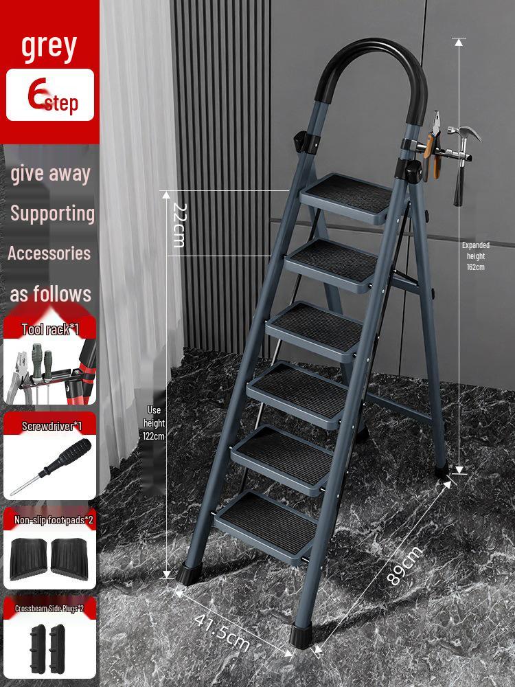 Four-Step Folding Telescopic A-Frame Ladder for Indoor Use