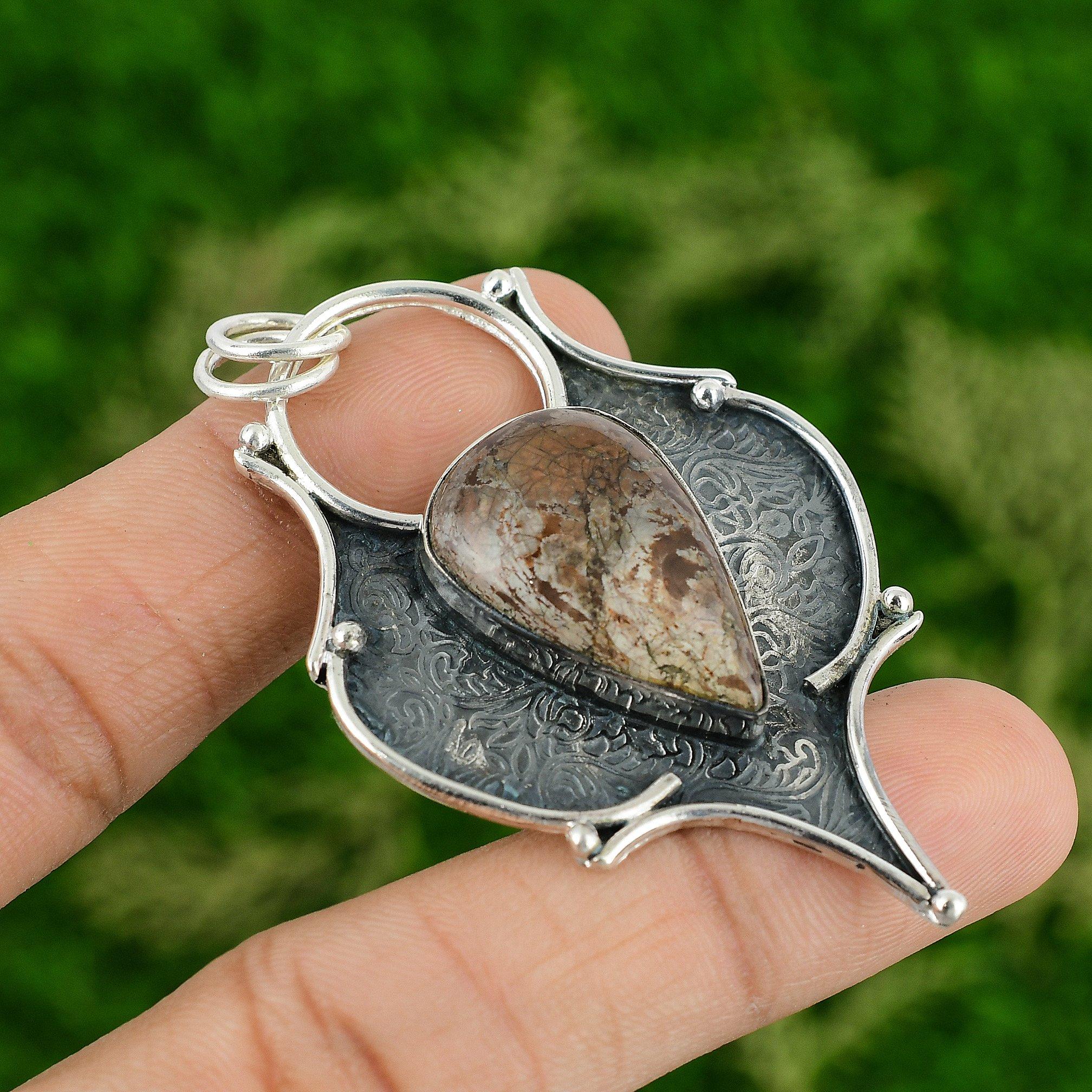 

Daughters Day Deal 925 Silver Coconut Jasper Gemstone Handcrafted Wife Pendant