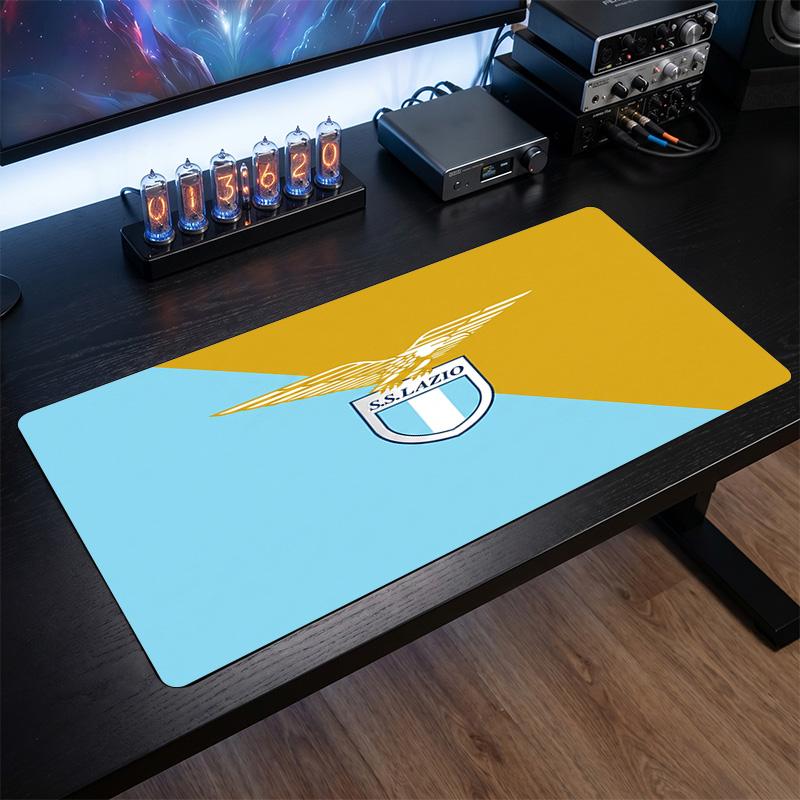 Lazio FC Theme Pattern Mouse Pad, Soccer Logo Design XXL Gaming Desk Mat Non-Slip Computer Mouse Pad